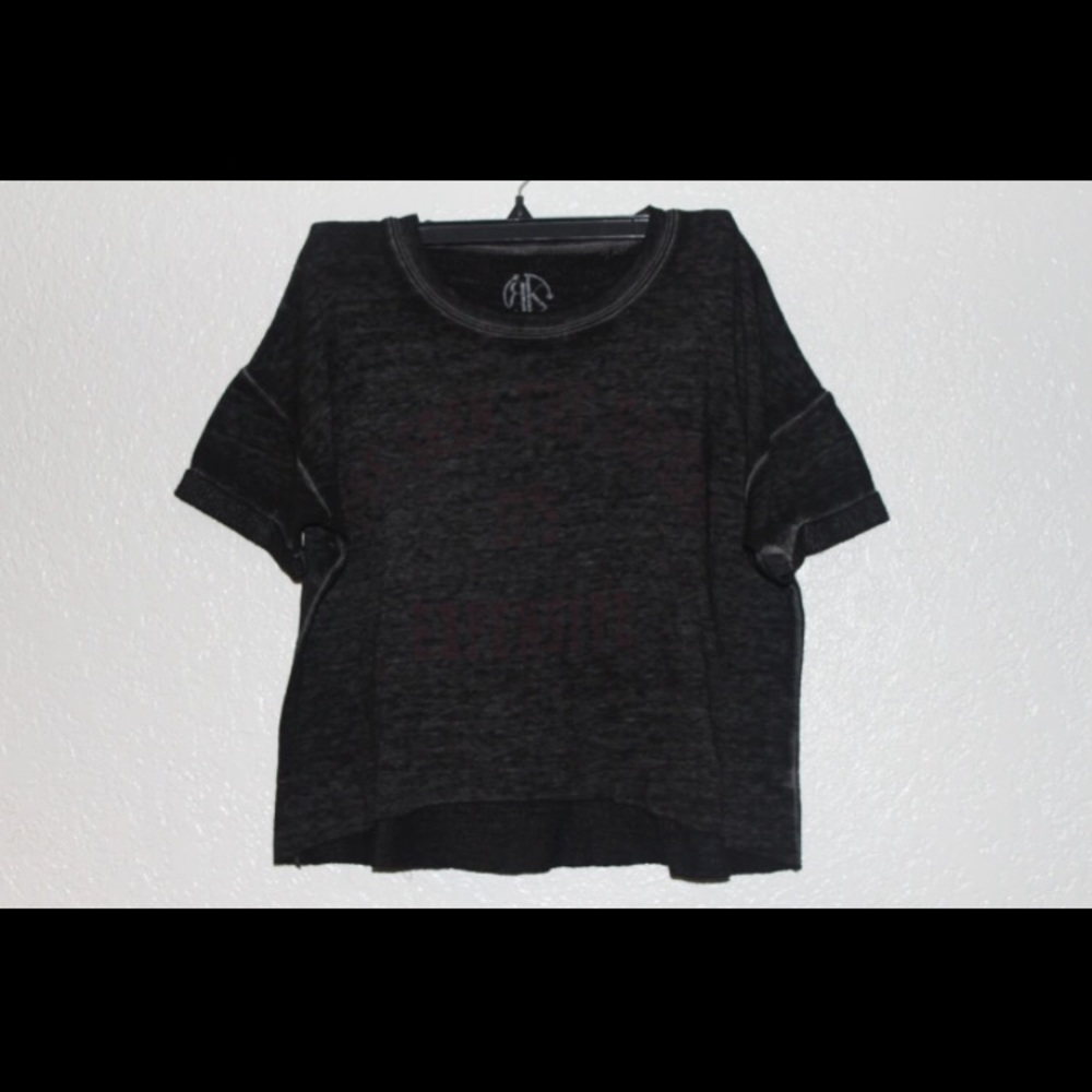 Graphic gray cropped hoodie